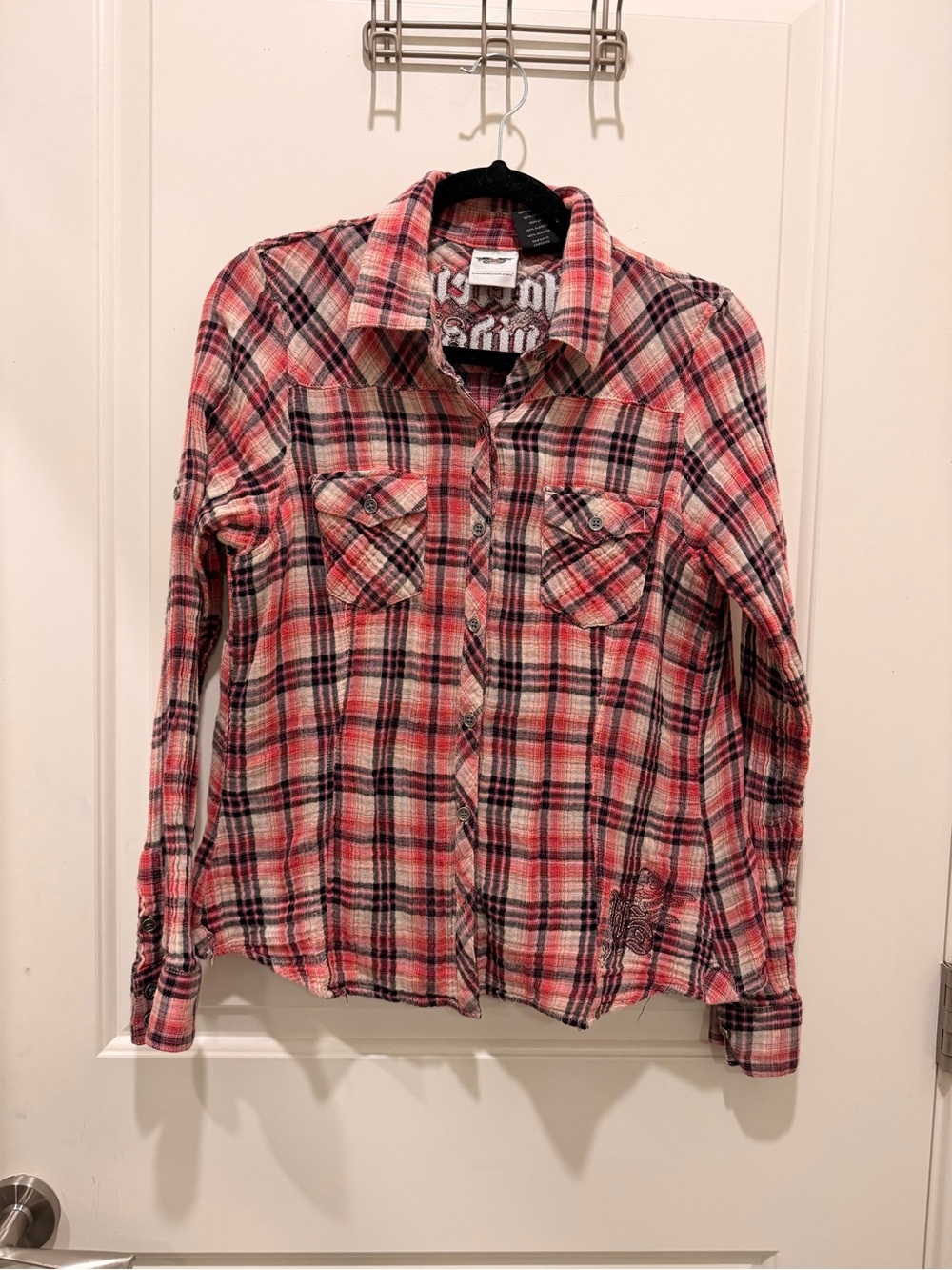 Harley-Davidson women Plaid Long Sleeve Button-Up Shirt Size
L Red Black White
